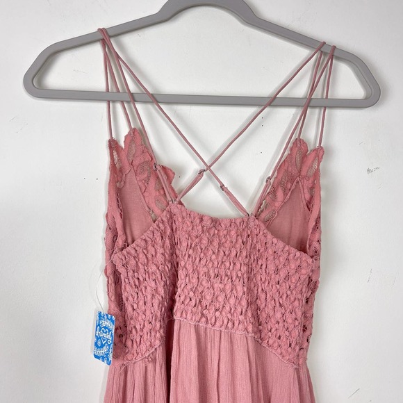 Free People FP One Pink Rose Adella Slip Dress NWT Size Medium - Picture 5 of 7